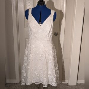 Adrianna Papell White embroidered floral dress